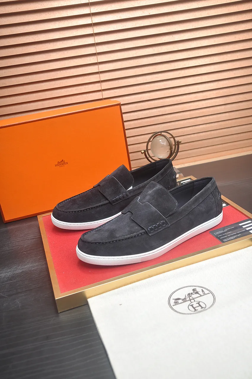 Men's Men's Shoes💰560💶[[HERMES]] (High-end Niuli) New 🍀 HERMES - top version of Hermès classic casual leather shoes! Made of imported original cowhide, the inner top layer is comfortable cowhide lining! Original wear-resistant rubber outsole! High quality products! Code number 39-45 (45 customized)